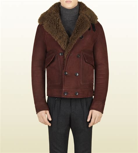 gucci long red coat|Gucci shearling coat.